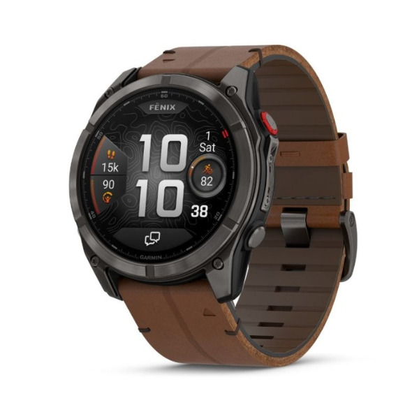 שעון ספורט חכם גרמין fēnix® 8 Pro – 51 mm, AMOLED Sapphire, Carbon grey DLC titanium רצועת עור